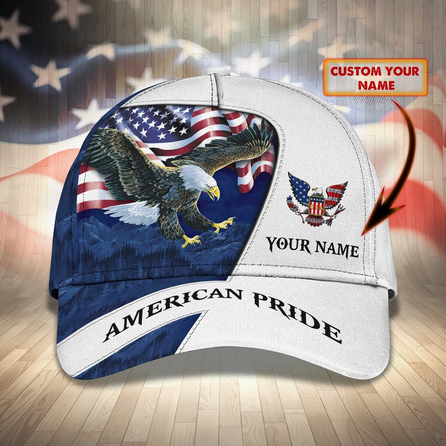 3D Classic Cap America Pride Personalized Name Cap Fuly Lasfour CA1946