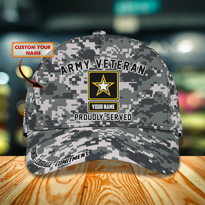 3D Classic Cap Army Veteran Personalized Name Cap 37 Lasfour CA1014