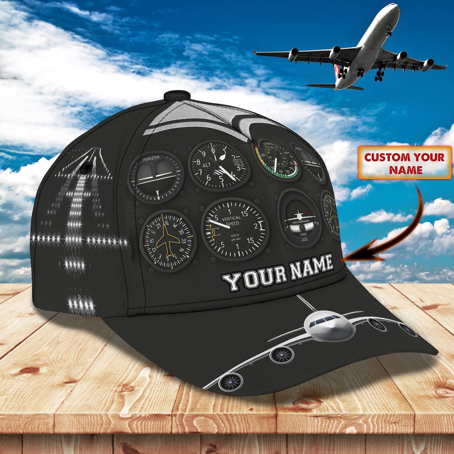 3D Classic Cap Pilot Personalized Name Cap 01 Lasfour CA1902