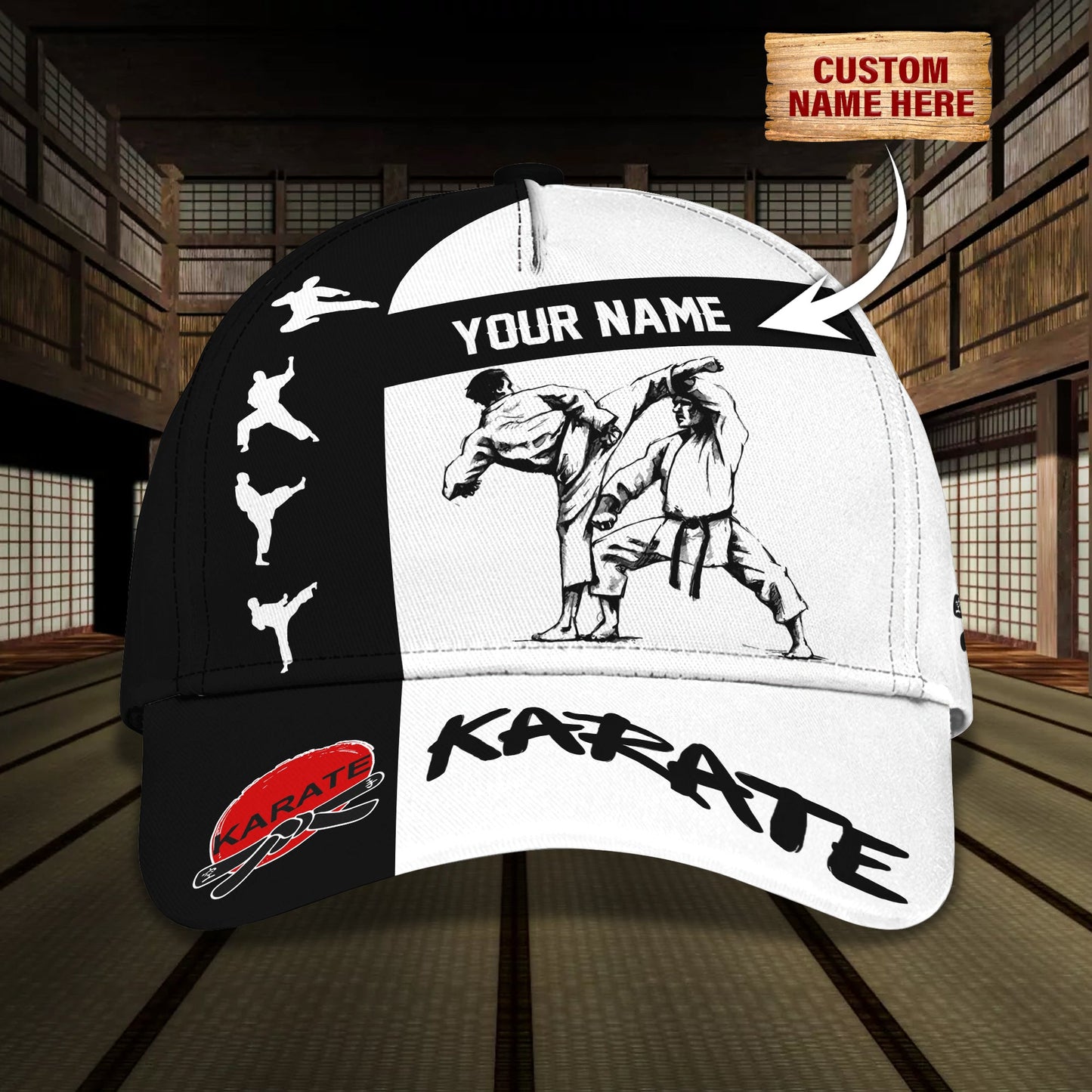 3D Classic Cap Karate Personalized Name Cap 120 Lasfour CA1476