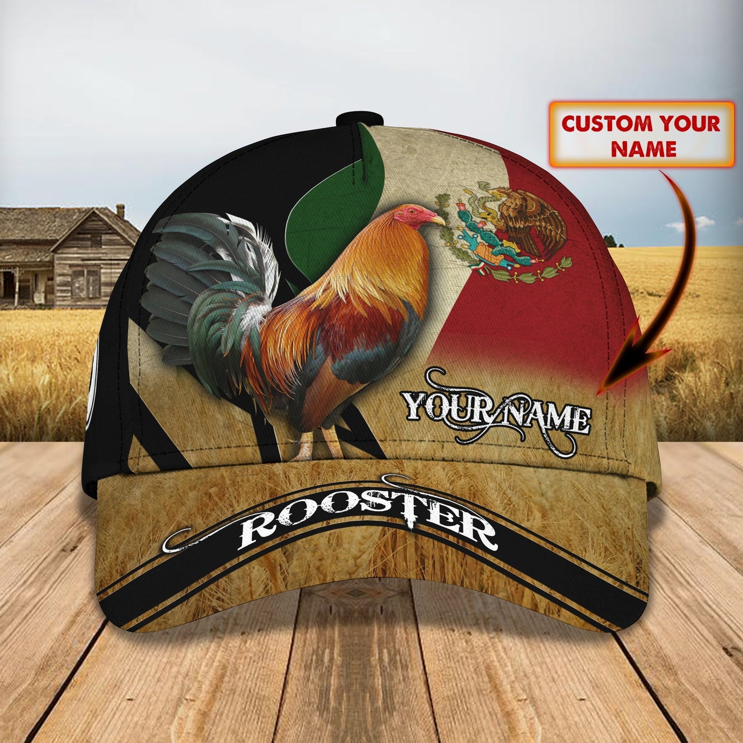 3D Classic Cap Rooster 01 Personalized Name Cap Lasfour CA1314