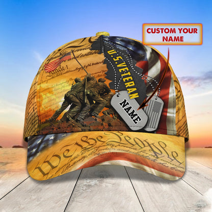 3D Classic Cap Veteran America Personalized Name Cap Lasfour CA1904