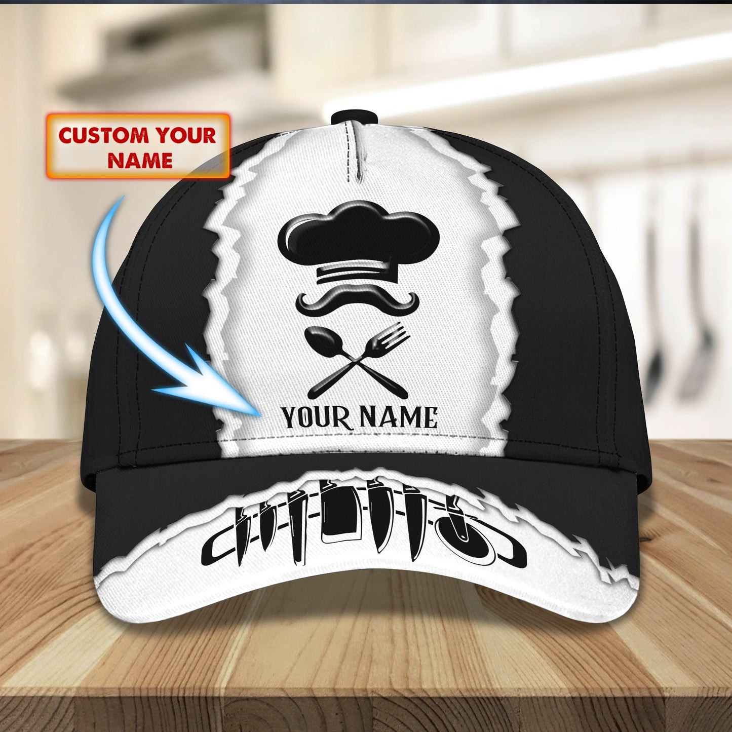 3D Classic Cap Personalized Name Cap Chef 10 Lasfour CA2374