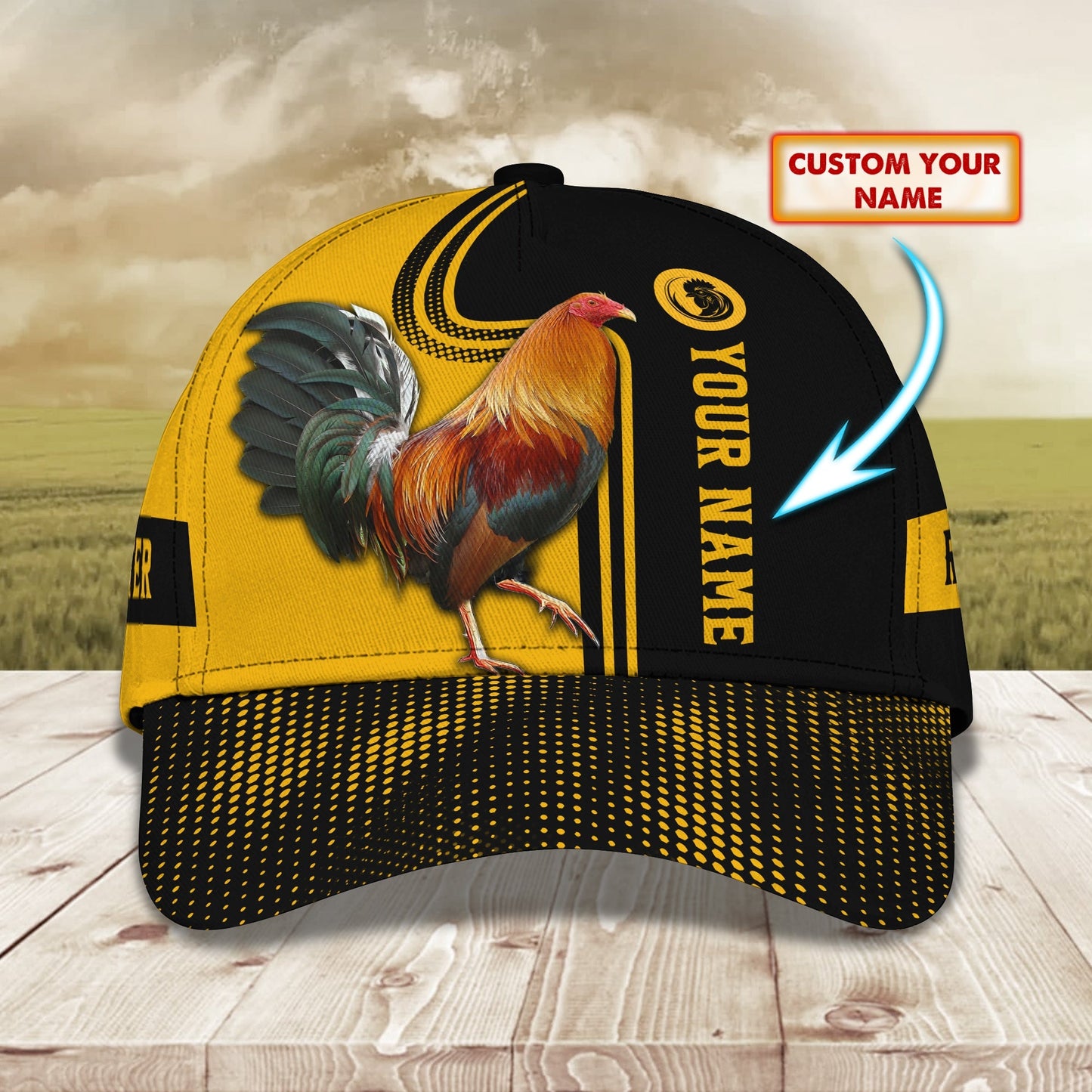 3D Classic Cap Rooster 05 Personalized Name Cap Lasfour CA1358