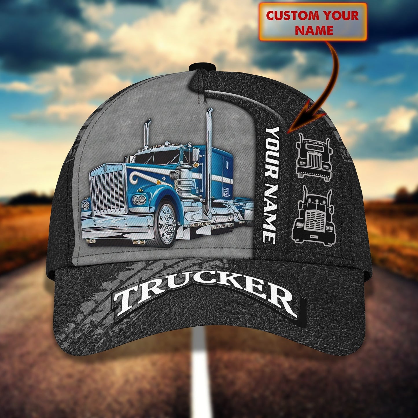 3D Classic Cap Semitrailer Truck personalized Name Cap 06 Lasfour CA2399