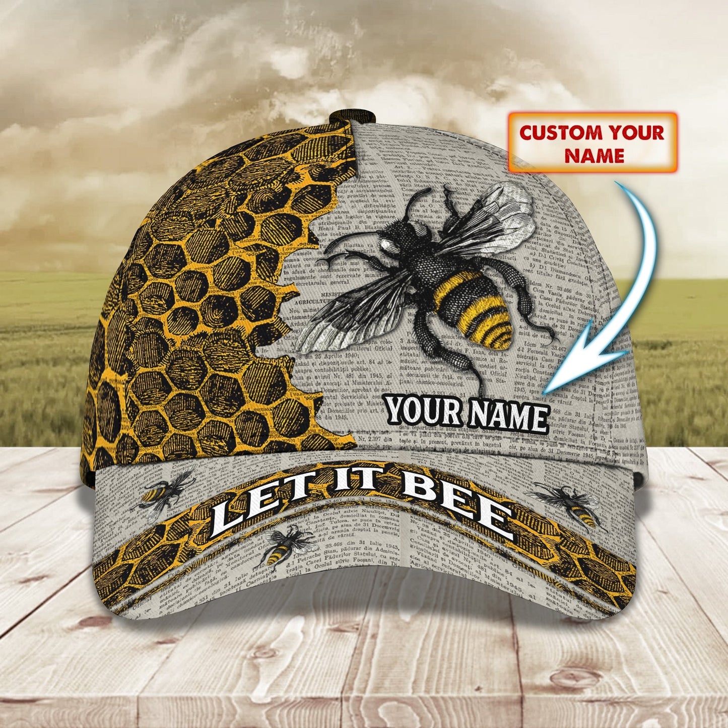 3D Classic Cap Bee 01 Personalized Name Cap Lasfour CA2013