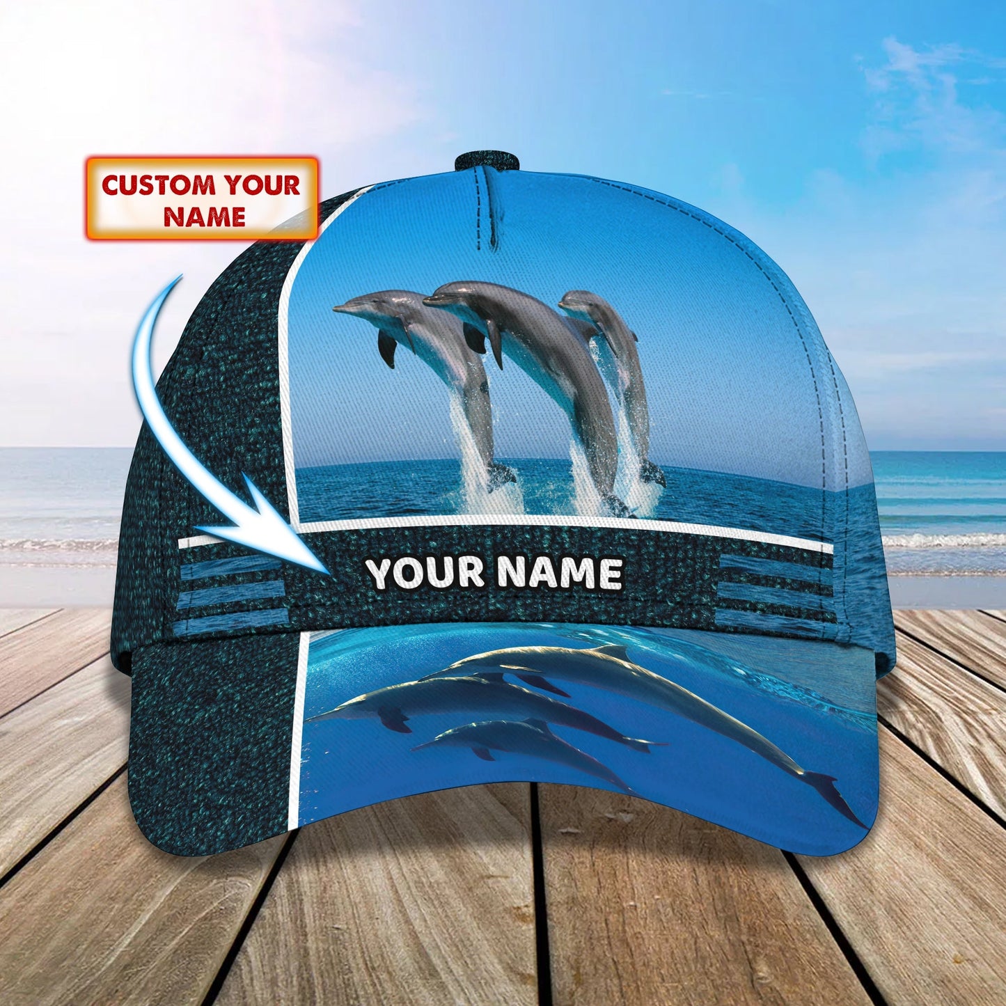 3D Classic Cap Personalized Name Cap 01 Dolphin Lasfour CA1252