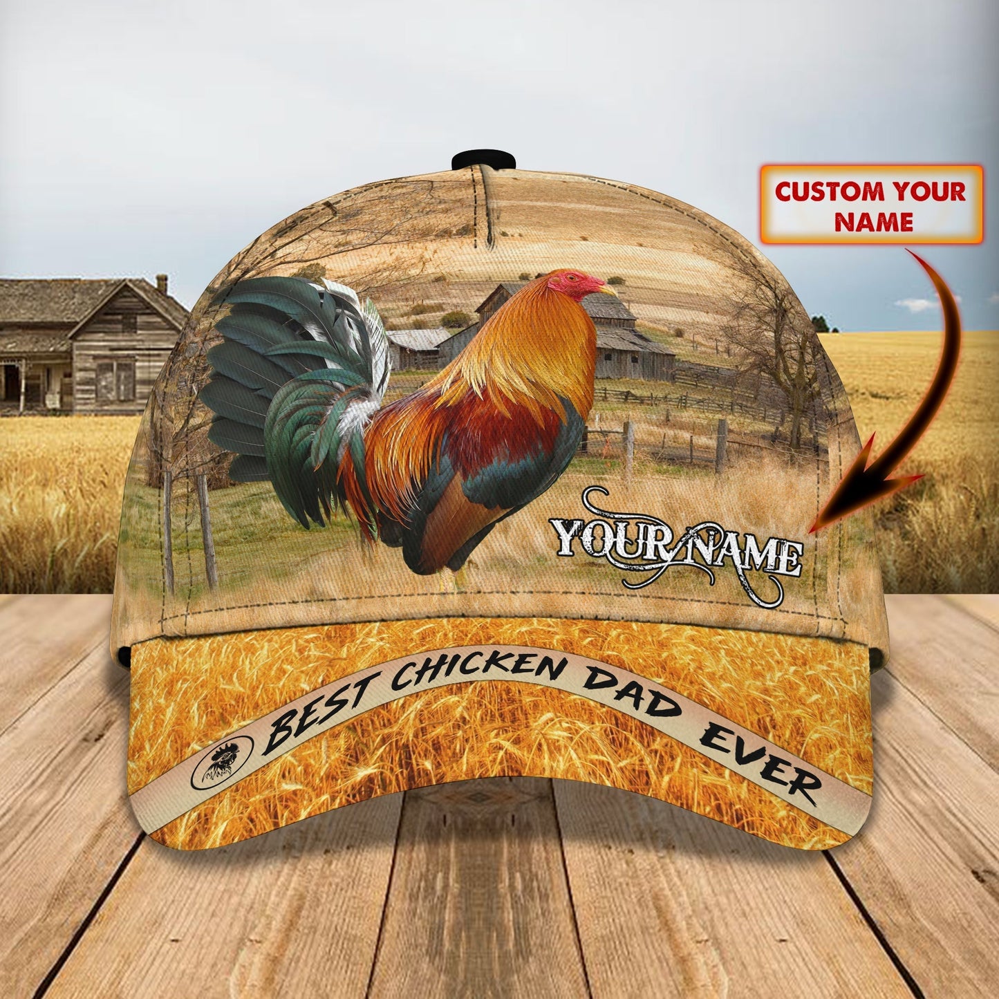 3D Classic Cap Chicken 688 Personalized Name Cap Lasfour CA1353