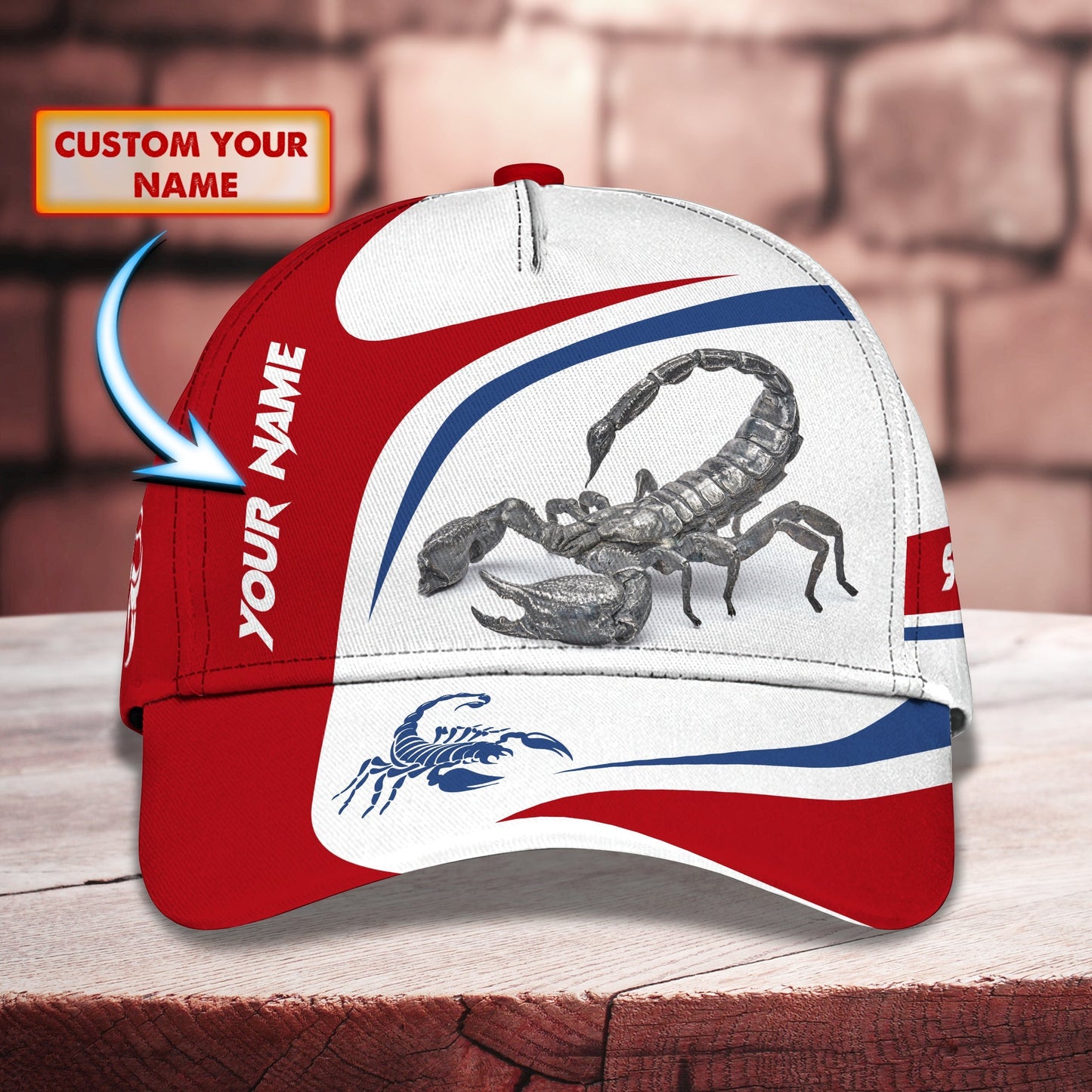 3D Classic Cap Scorpion Personalized Name Cap01 Lasfour CA1894