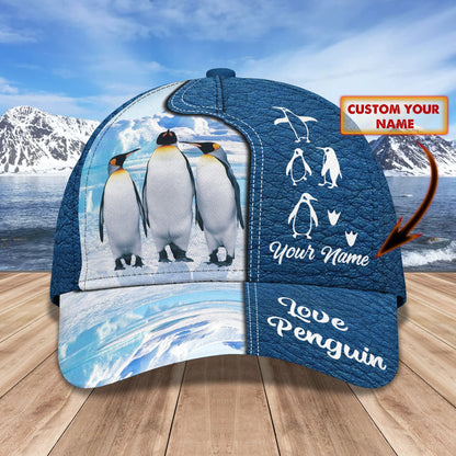 3D Classic Cap Love Penguin Personalize Name Cap 01 Lasfour CA1033