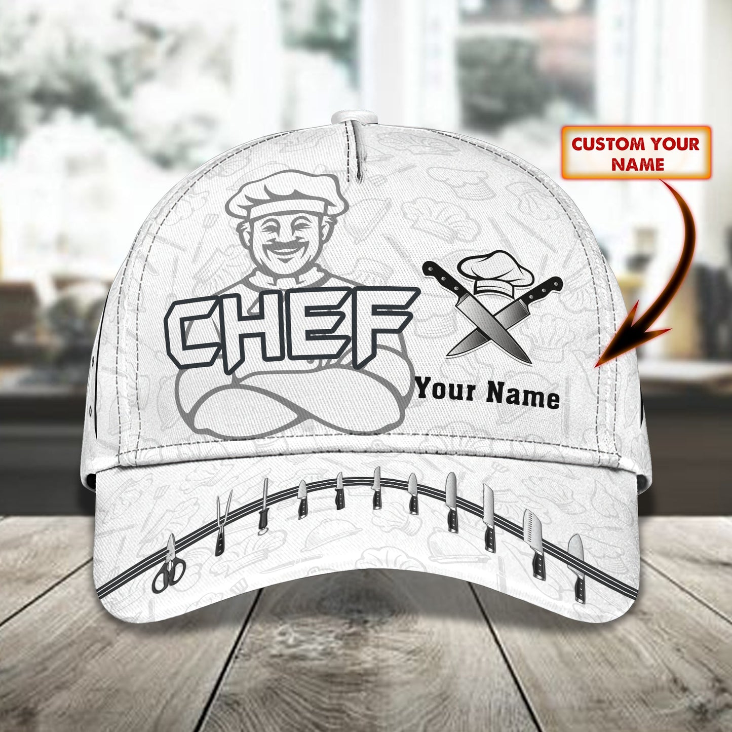 3D Classic Cap Personalized Name Cap89 Chef Lasfour CA1678