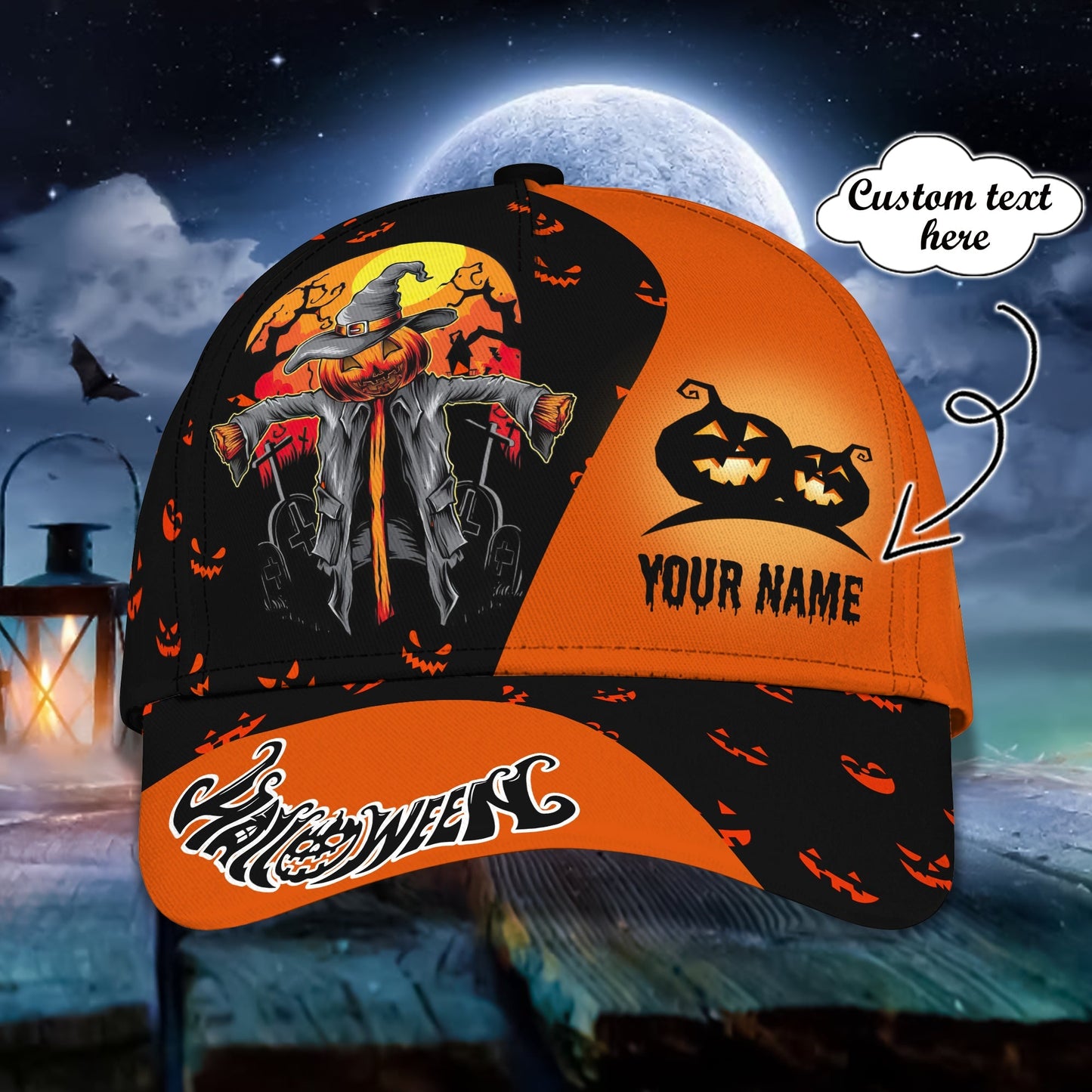 3D Classic Cap Halloween Personalized Name Cap Lasfour CA1574