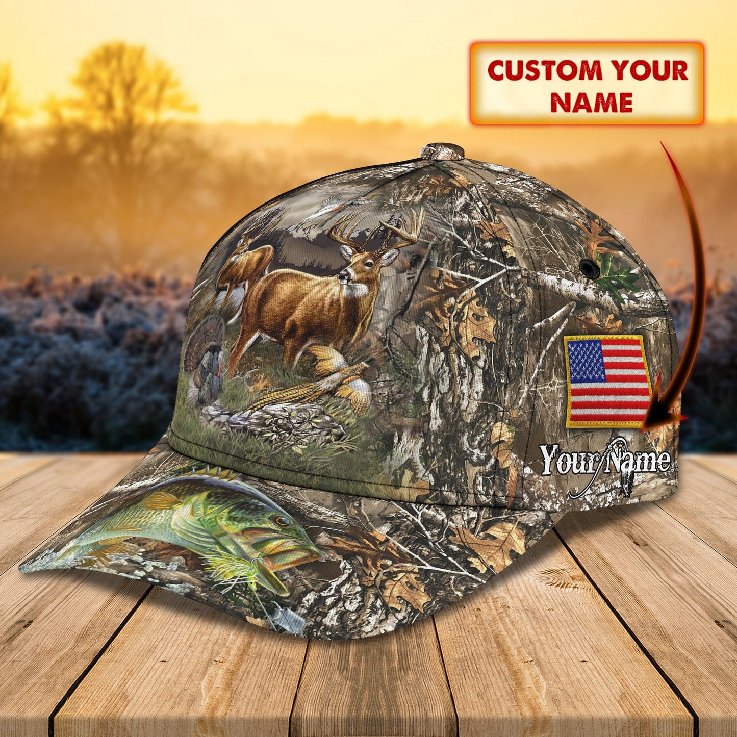 3D Classic Cap Hunting 05 Personalized Name Cap Lasfour CA1056