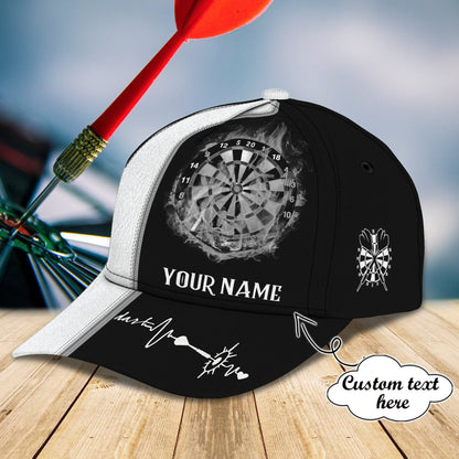 Personalized Name Black And White Dart Classic Cap , Posture Through Dart Mens Cap Hat CO0199