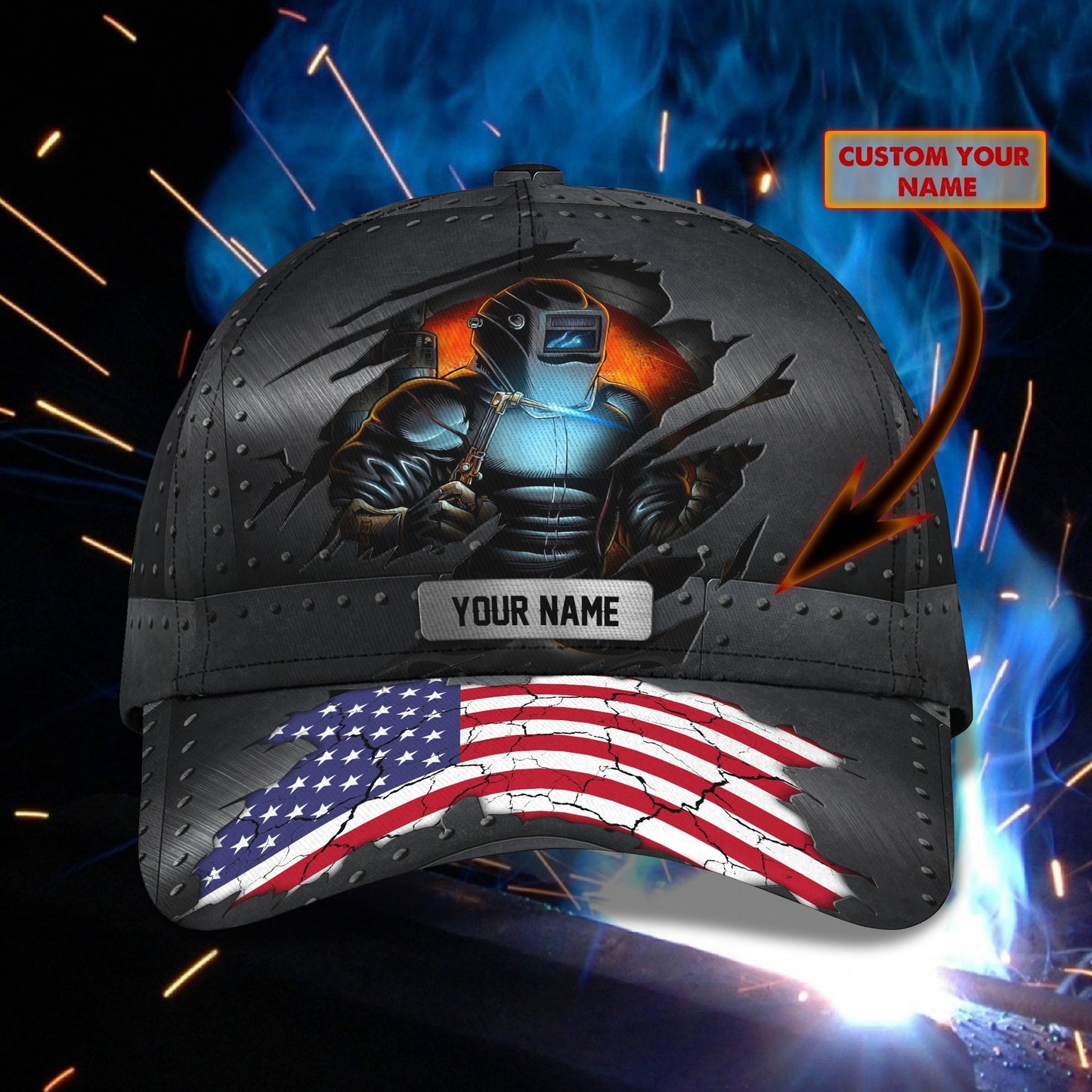 3D Classic Cap Proud Welder Personalized Name Cap Lasfour CA0797