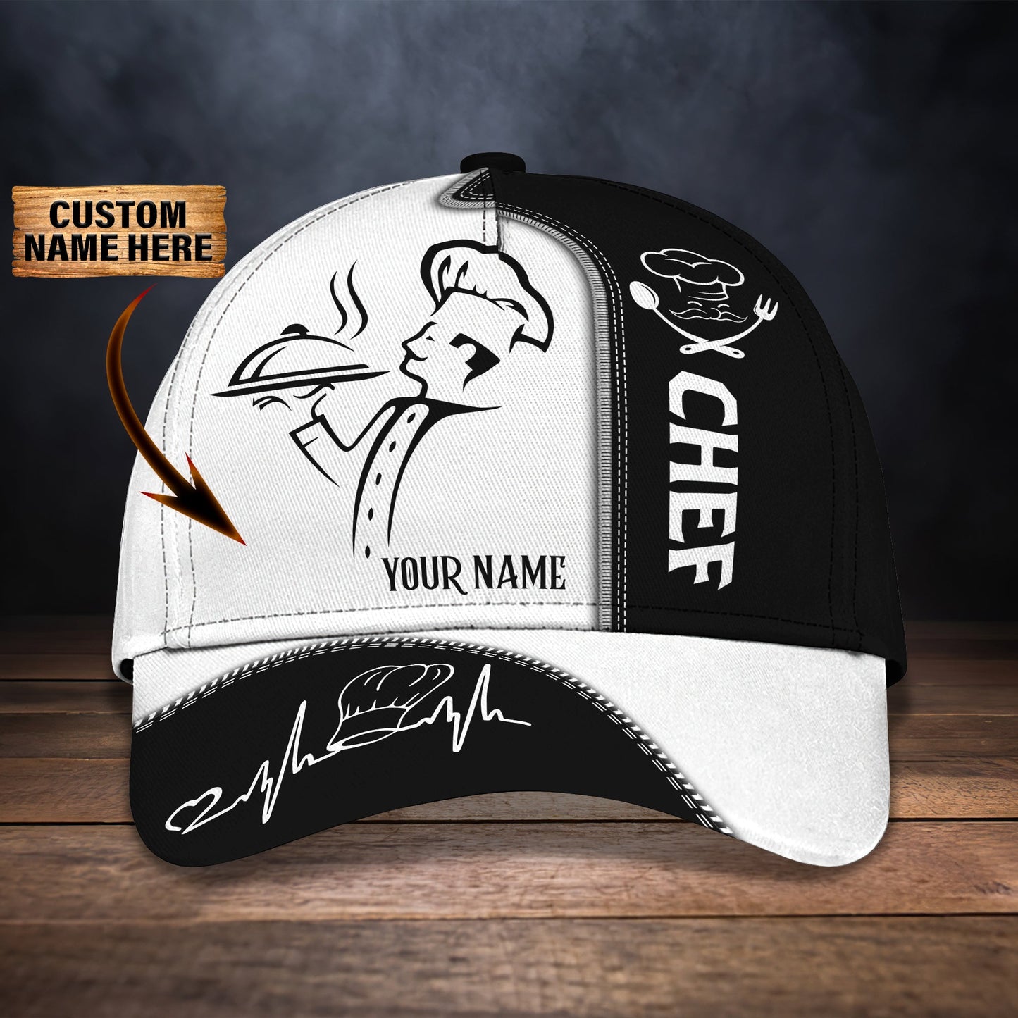 3D Classic Cap Chef 3 Personalized Name Cap Lasfour CA0920