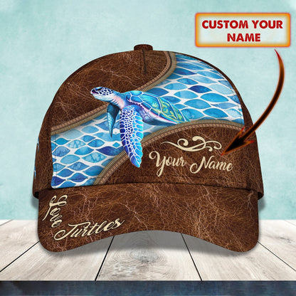 3D Classic Cap Love Turtles Personalized Name Cap 46 Lasfour CA2249