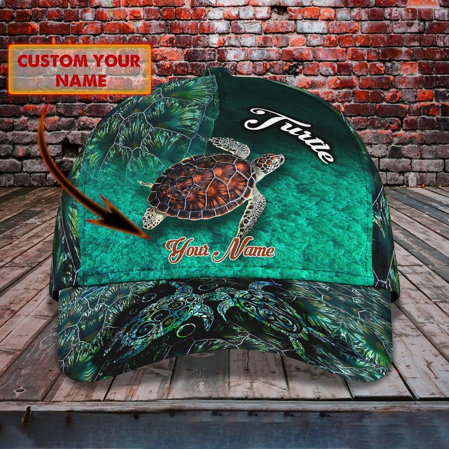 3D Classic Cap Turtle Personalized Name Cap C44 Lasfour CA1905