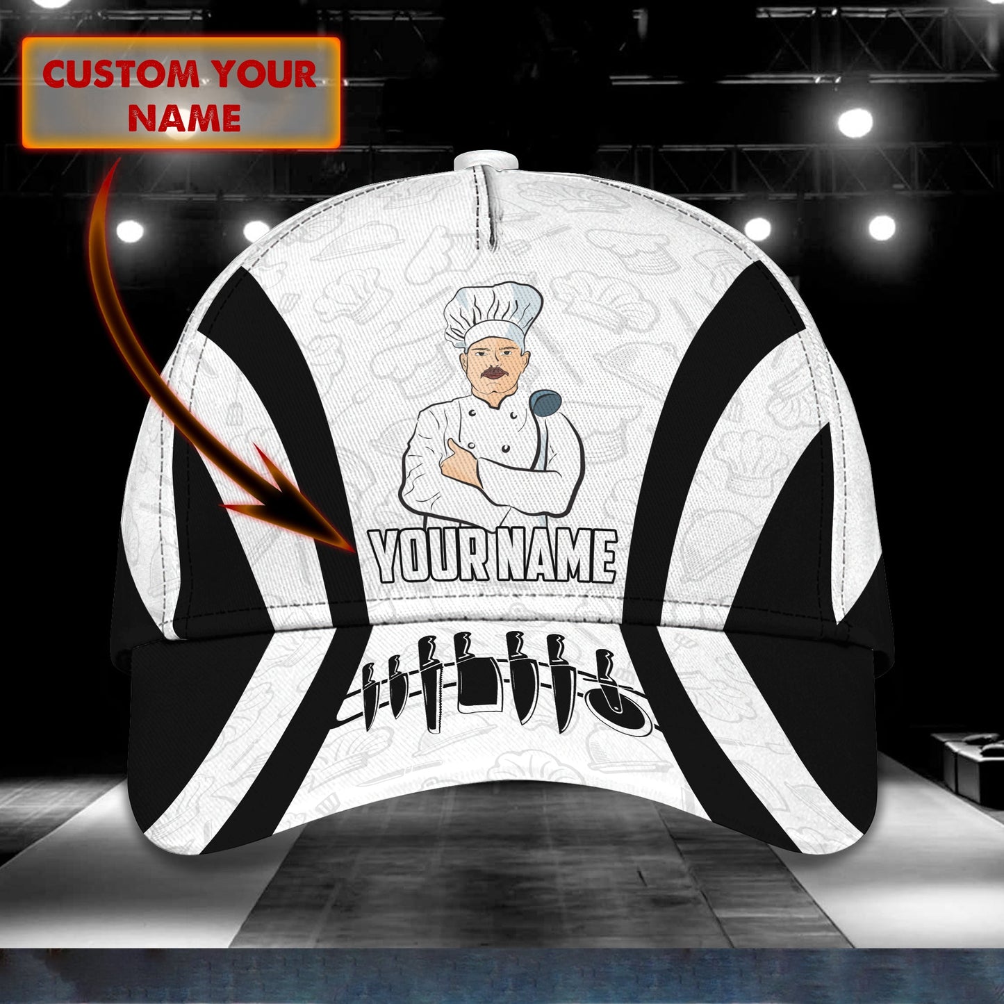 3D Classic Cap Personalized Name Cap Chef 007 Lasfour CA1270