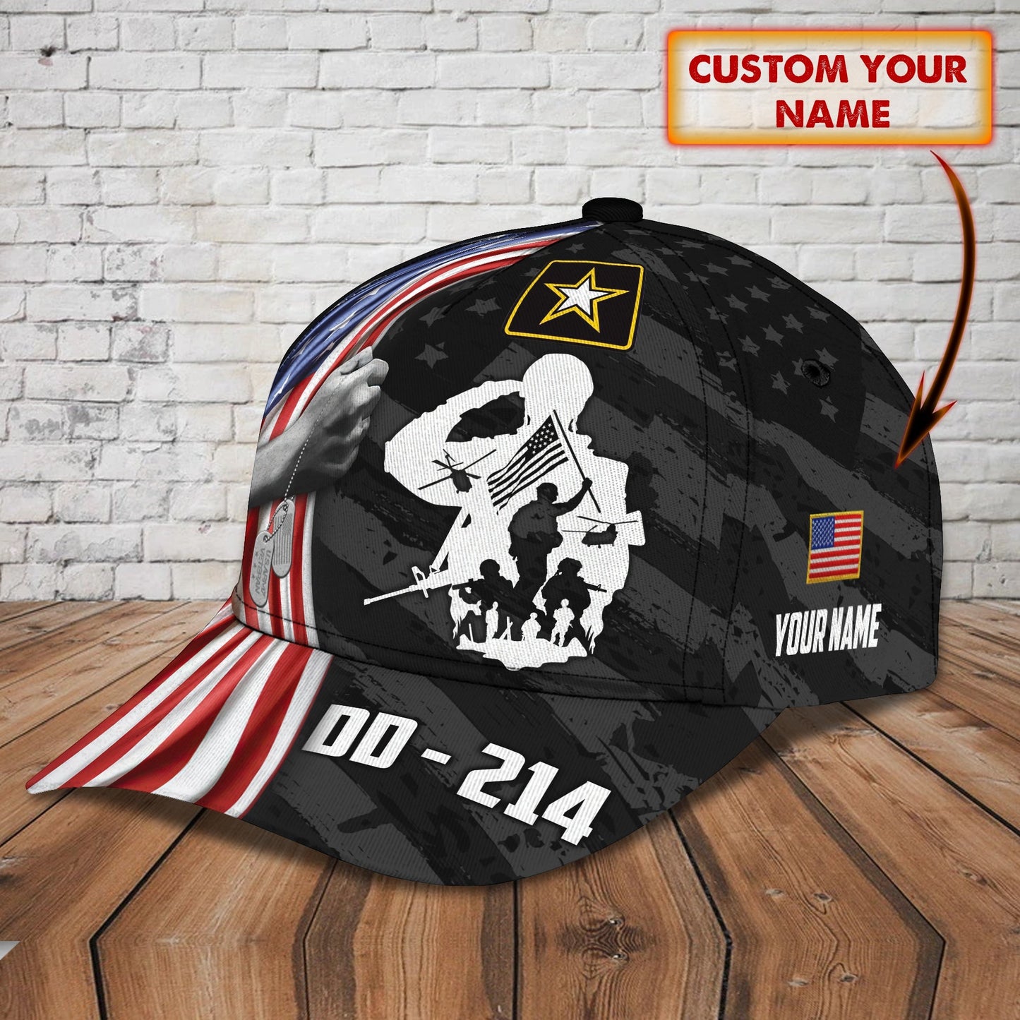 3D Classic Cap Veteran 02 Personalized Name Cap 200 Lasfour CA1142