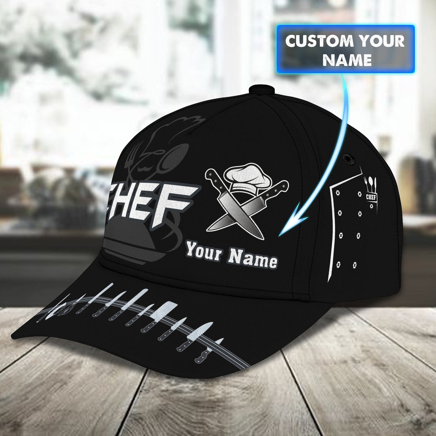 3D Classic Cap Chef Personalized Name Cap Lasfour CA2475