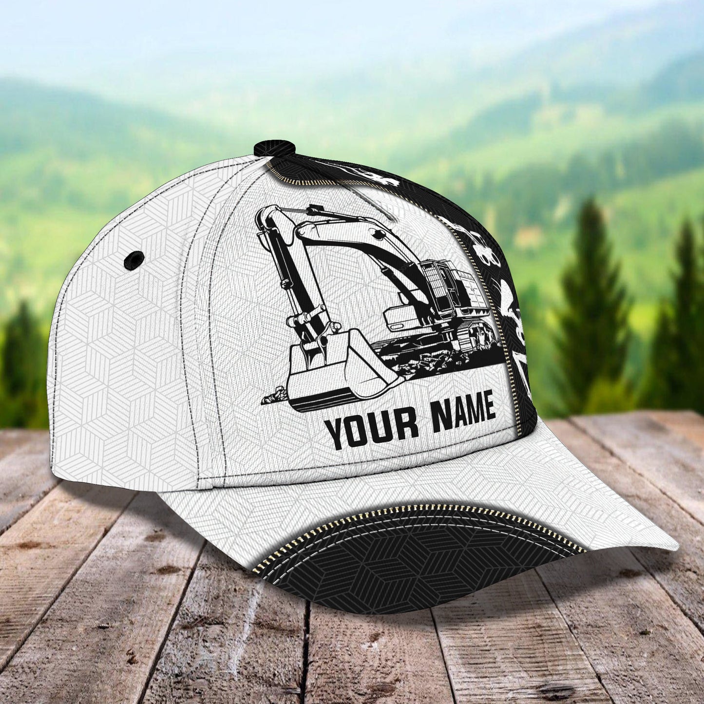 3D Classic Cap Excavator Personalized Name Cap Lasfour CA1167