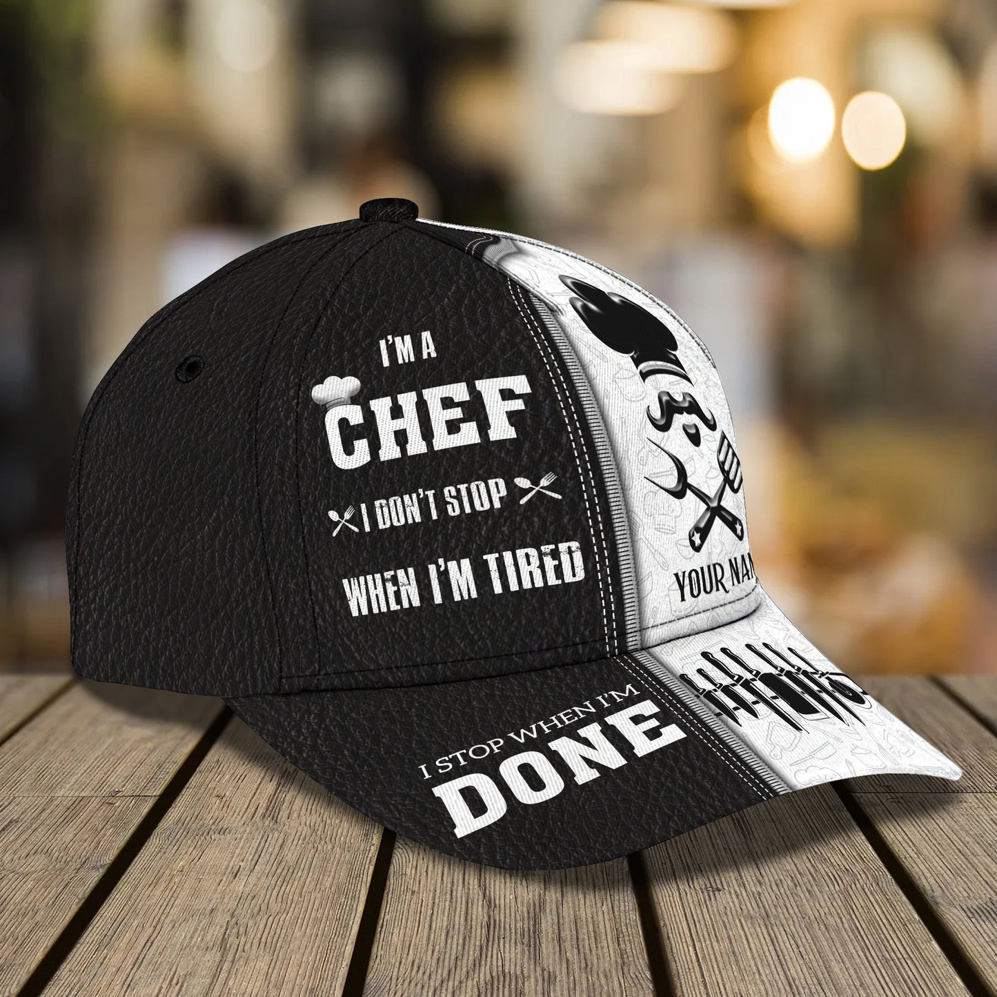 3D Classic Cap Chef Personalized Name Cap 195 Lasfour CA2371