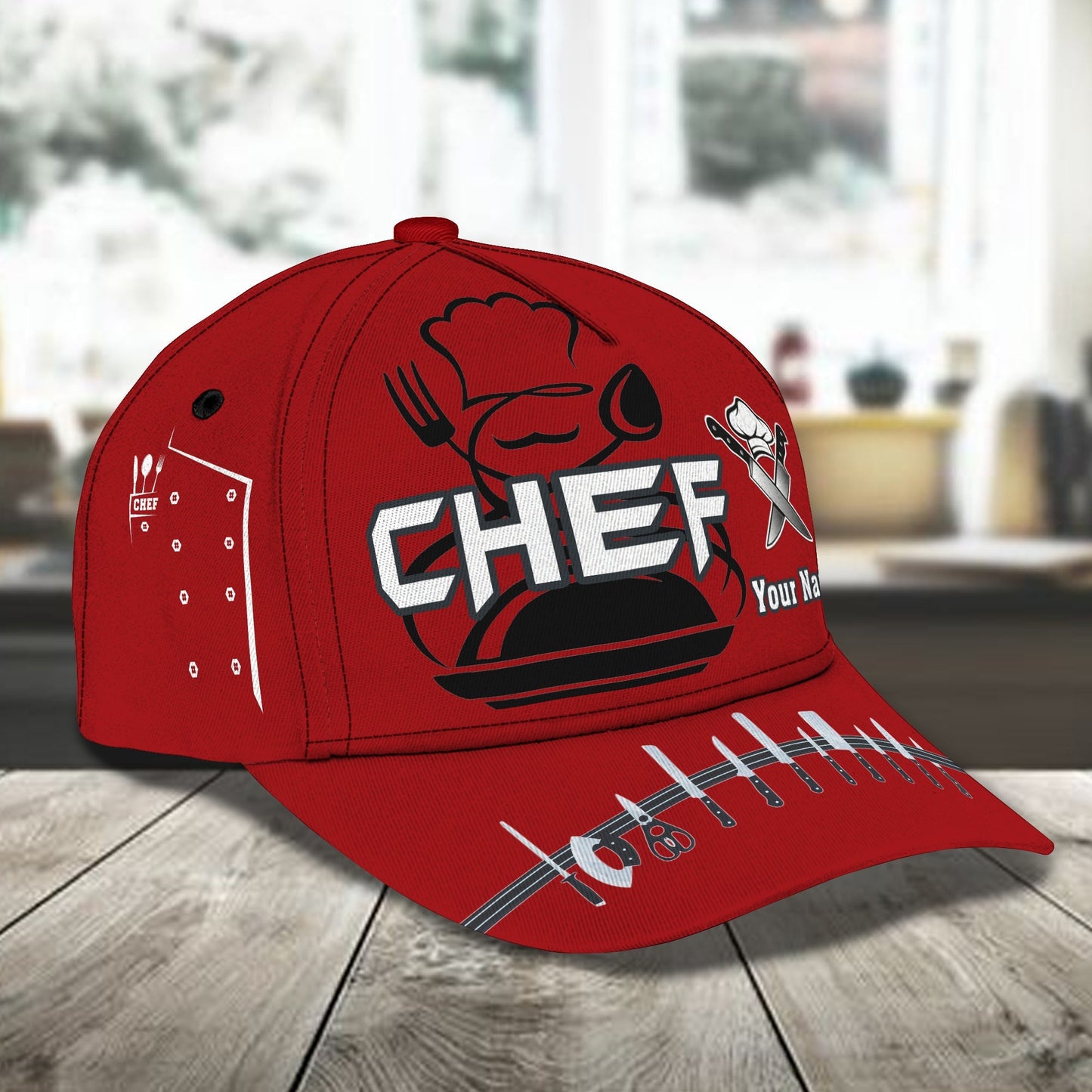 3D Classic Cap Chef Personalized Name Cap 15 Lasfour CA1694