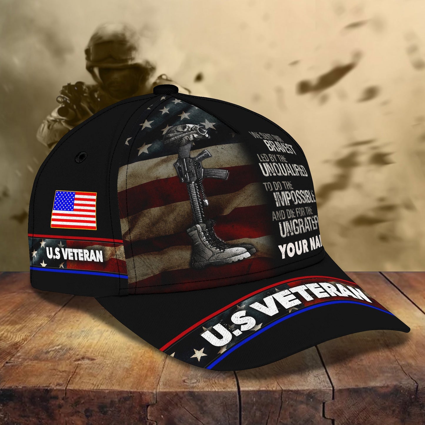 3D Classic Cap Veteran Personalized Name Cap 05 Lasfour CA2305