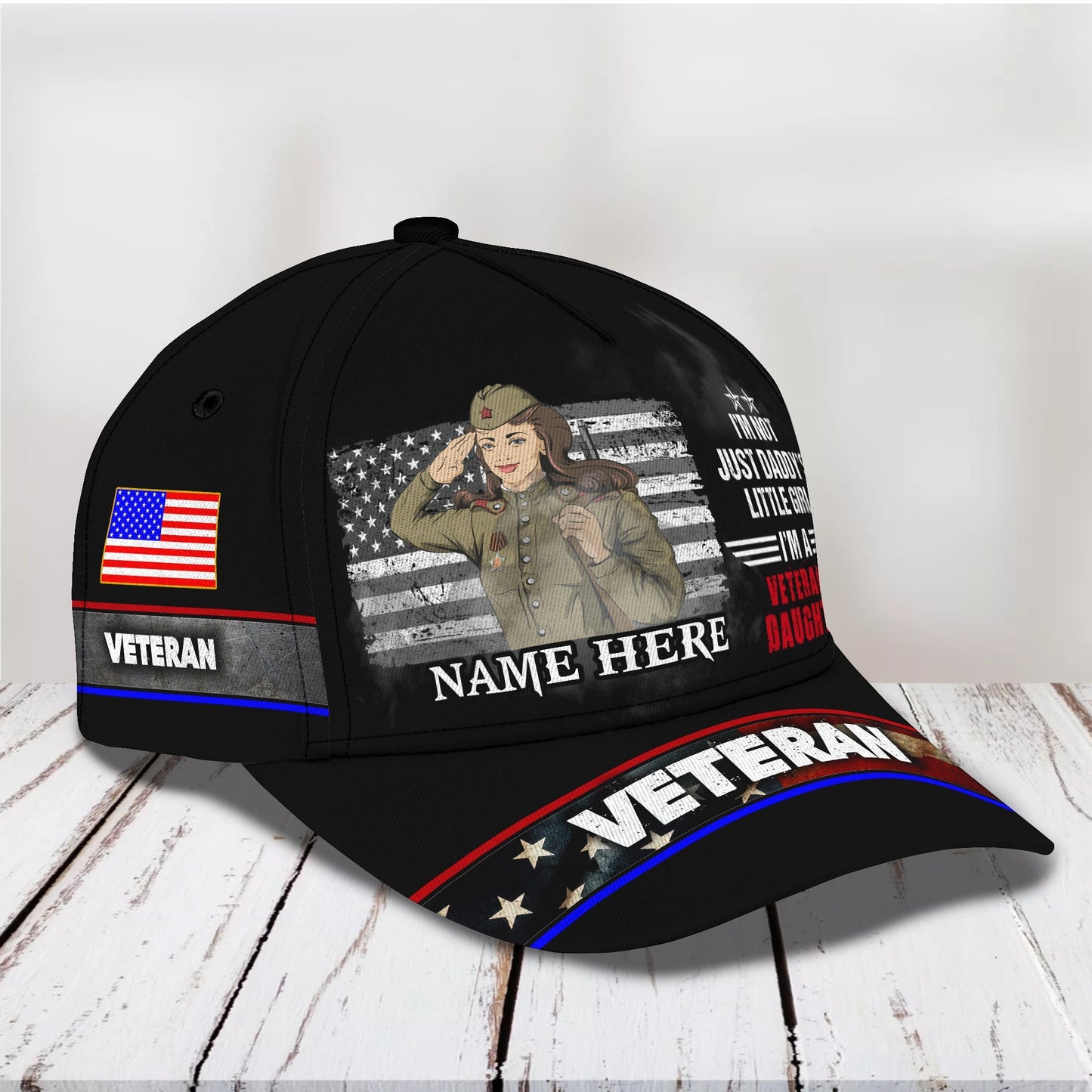 3D Classic Cap I'M A Girl Veteran Personalized Name Cap11 Lasfour CA1832