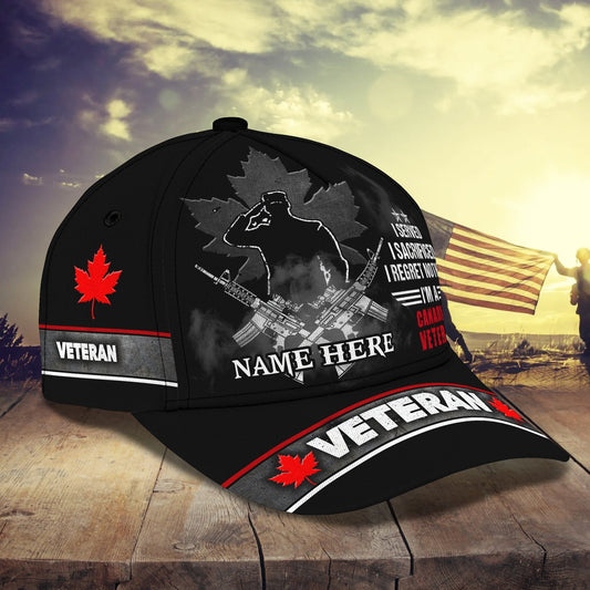 3D Classic Cap Veteran Canada Personalized Name Cap Lasfour CA1765