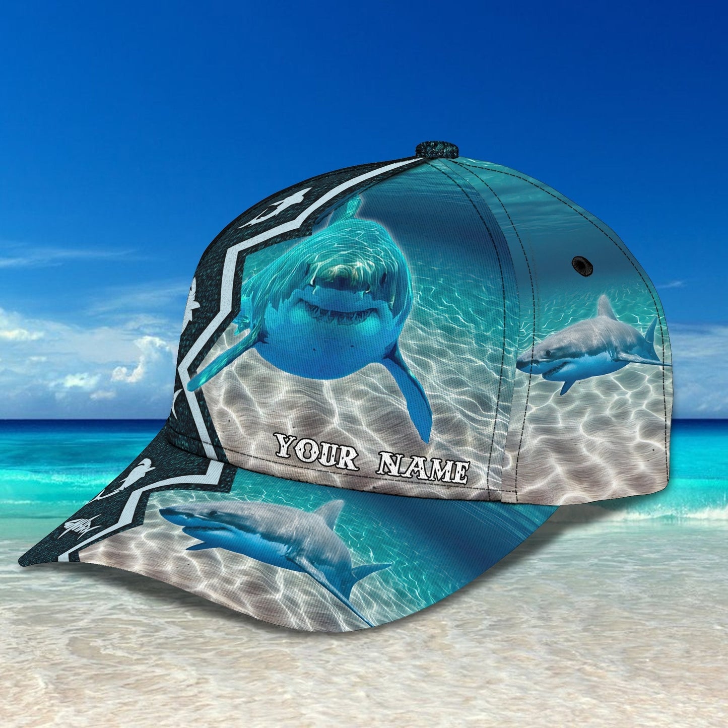 3D Classic Cap Shark 02Personalized Name Cap Lasfour CA2046