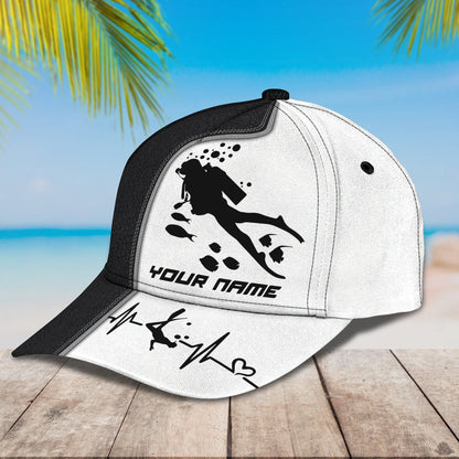 3D Classic Cap Scuba Diving Personalized Name Cap Lasfour CA1359