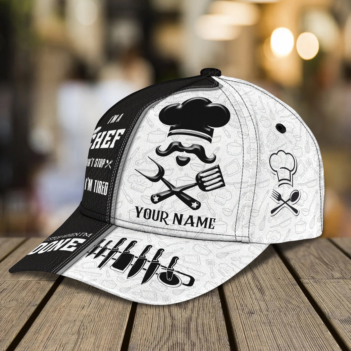 3D Classic Cap Chef Personalized Name Cap 195 Lasfour CA2371