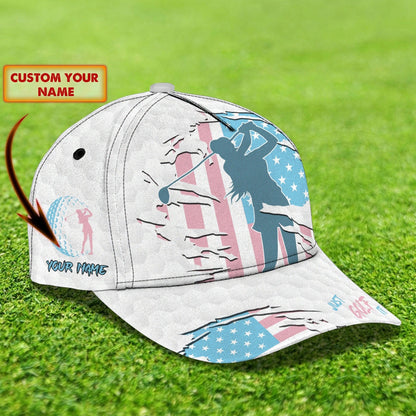 Personalized 3D Full Printed Cap For Girl Love Golf And Dog, 3D Golf Cap Hat For Her CO0375