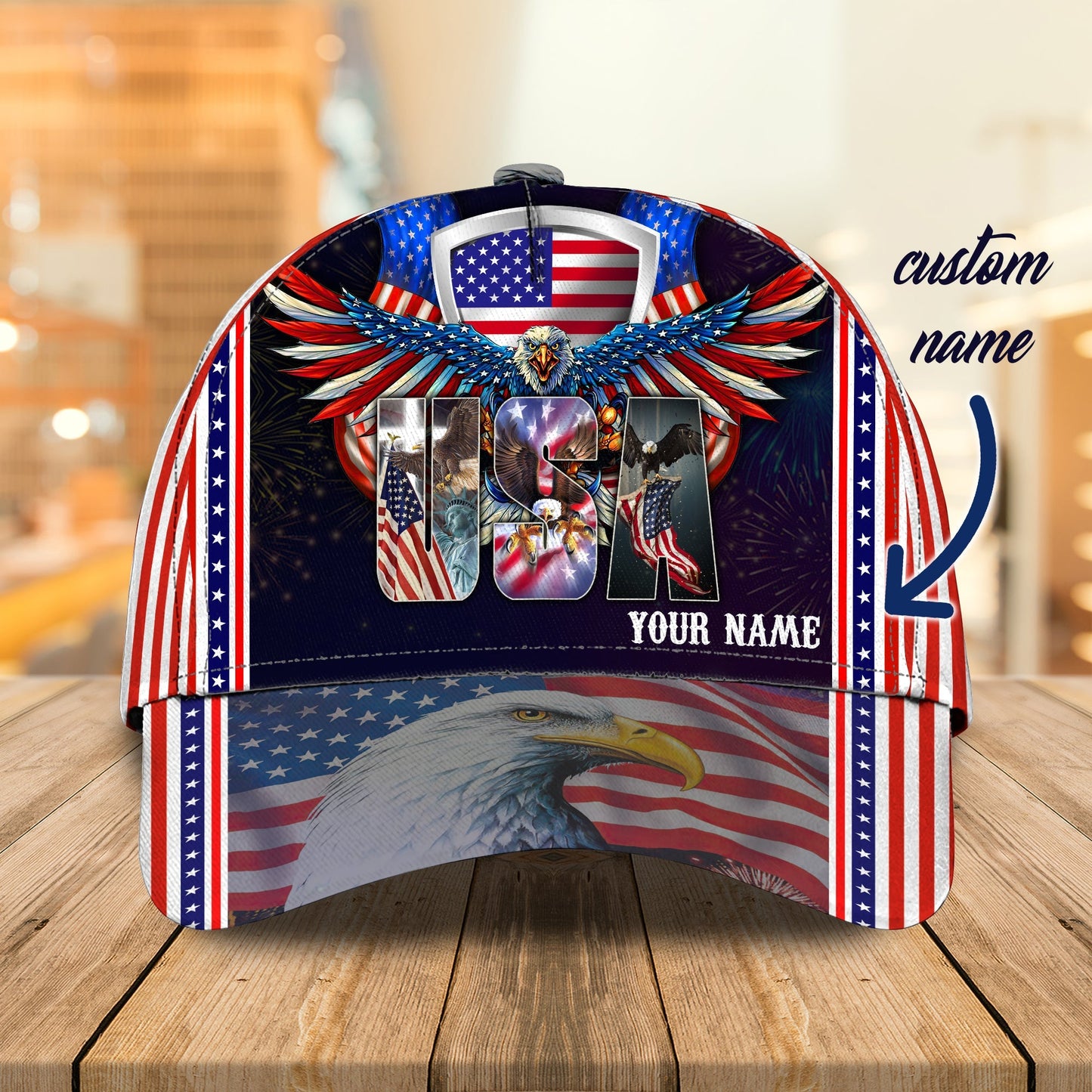 3D Classic Cap Independence Day Personalized Name Cap Lasfour CA0805