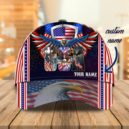 3D Classic Cap Independence Day Personalized Name Cap Lasfour CA0805