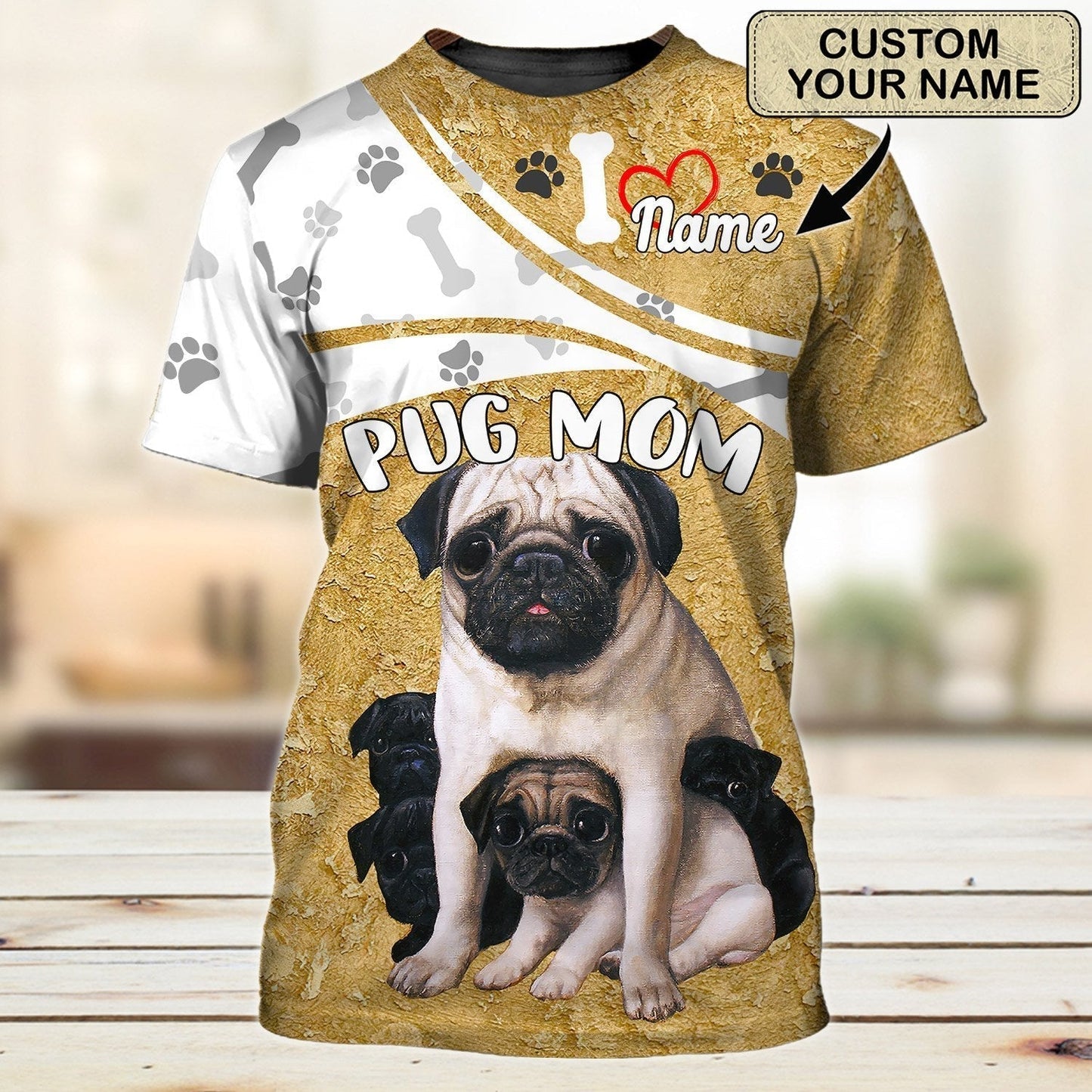 Custom 3D Pug Mom Shirts For Men Women, Pug Mom T Shirt TO1118