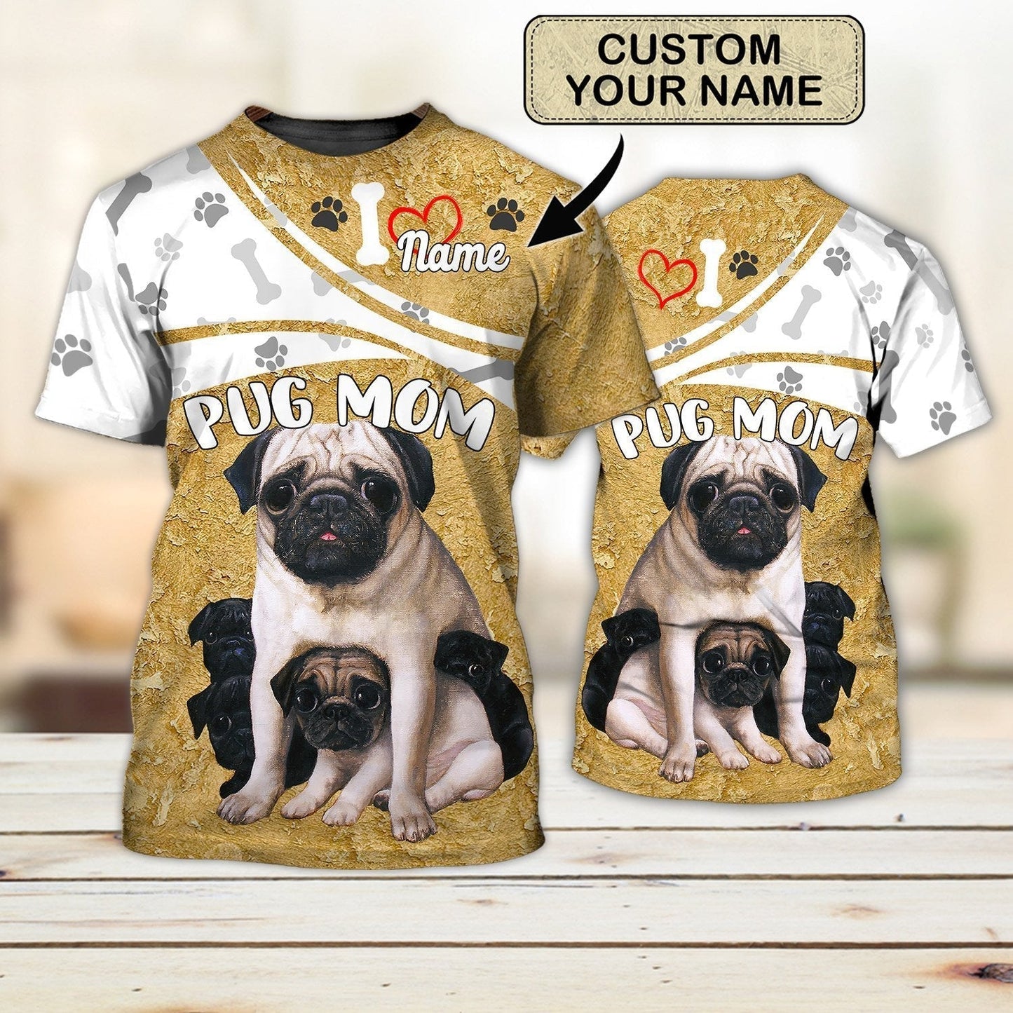 Custom 3D Pug Mom Shirts For Men Women, Pug Mom T Shirt TO1118