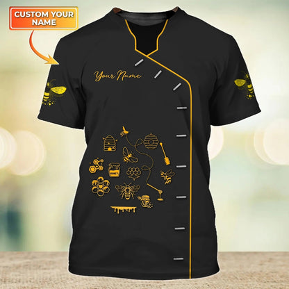 Custom 3D All Over Print Black Bee Shirt, Bee Keeper Men Shirt, Best Gift For Bee Lover TO2676