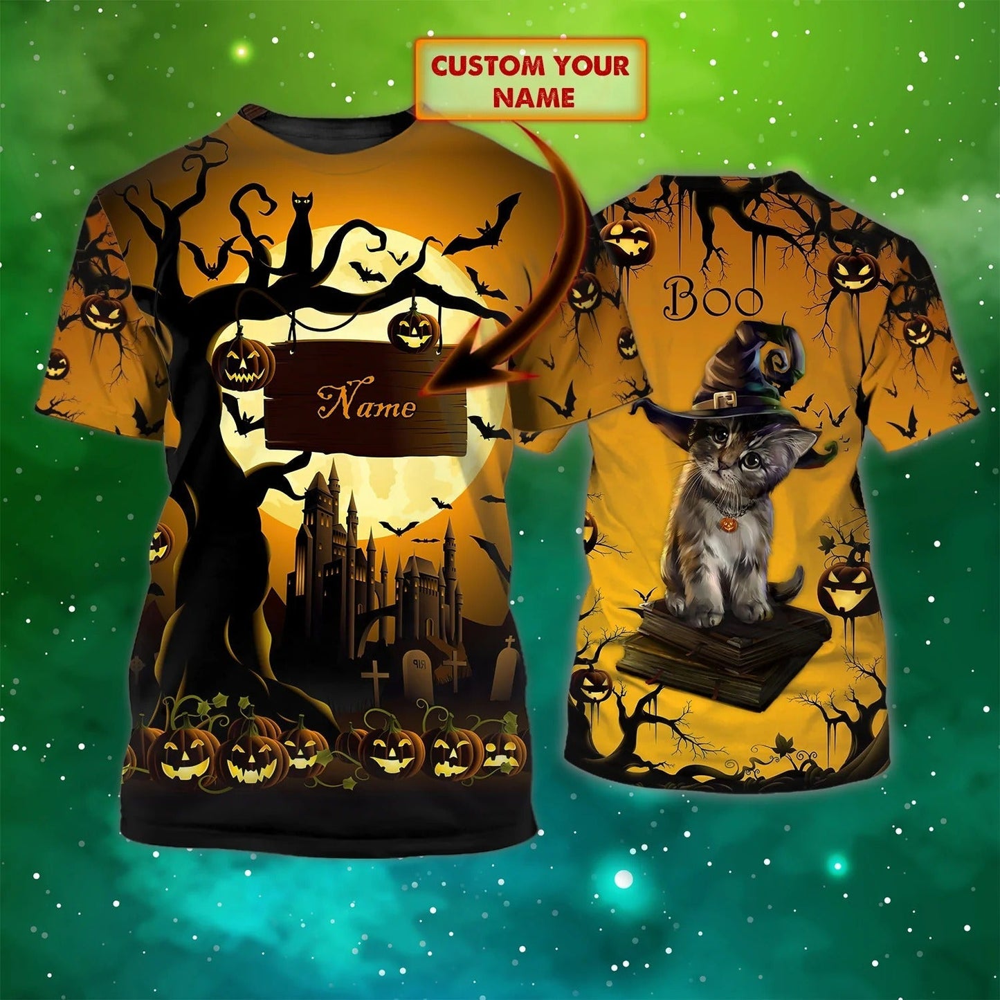 Customized 3D Cat Boo Halloween Nightmare Tshirt, Halloween Gift To Cat Lovers TO2318