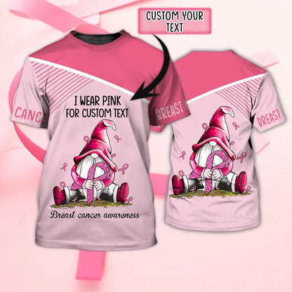 Custom Breast Cancer Gnome T Shirt For Men Women, Breast Cancer Awareness Gift For Her TO2430