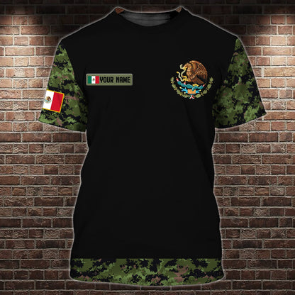 Customized Your Name Mexico Camo Pattern Flag T-Shirt For Men, Mexico Shirt TO3053