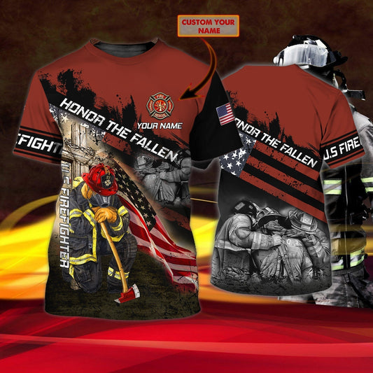 Custom Name 3D All Over Print Firefighter Shirt, Honor The Fallen, Fire Man Best Gifts, Firefighter Shirt TO0636