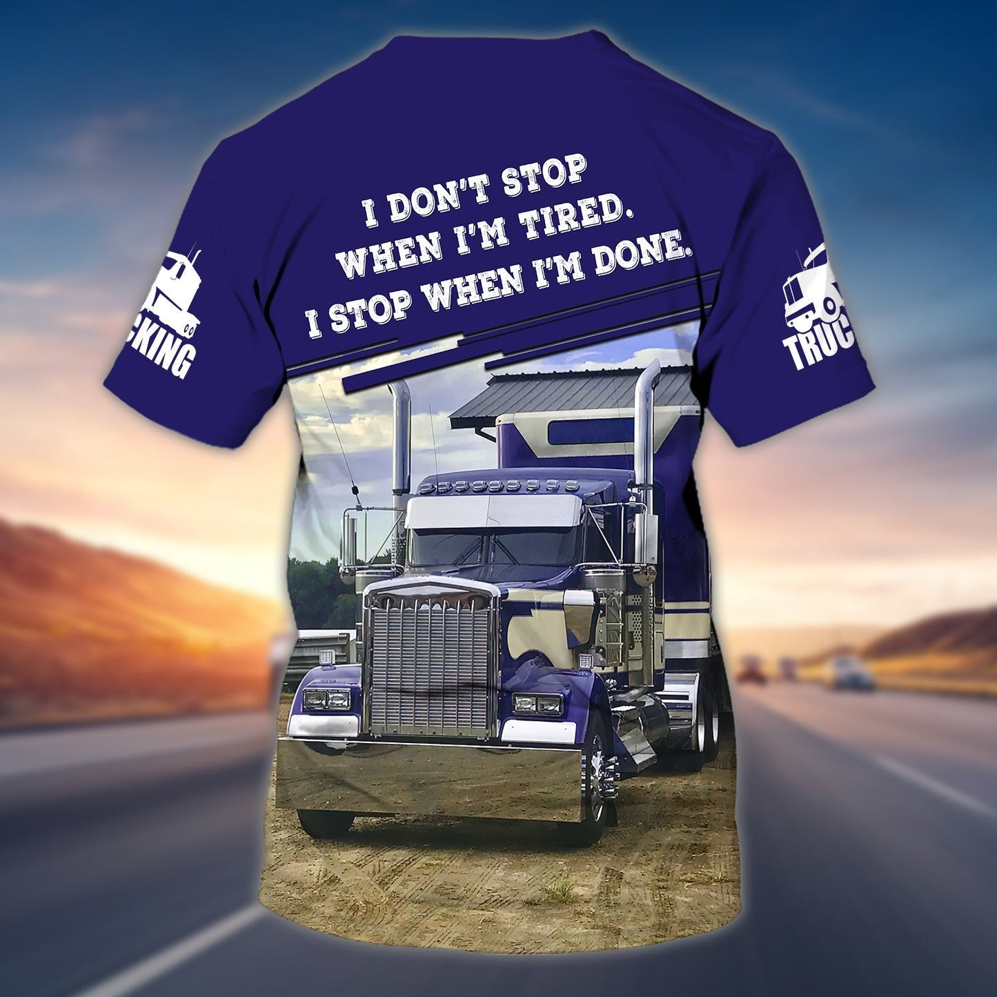 Customized 3D All over Print Truck On Shirt Blue Trucker Man T Shirt Trucker Uniform Lasfour TO1690