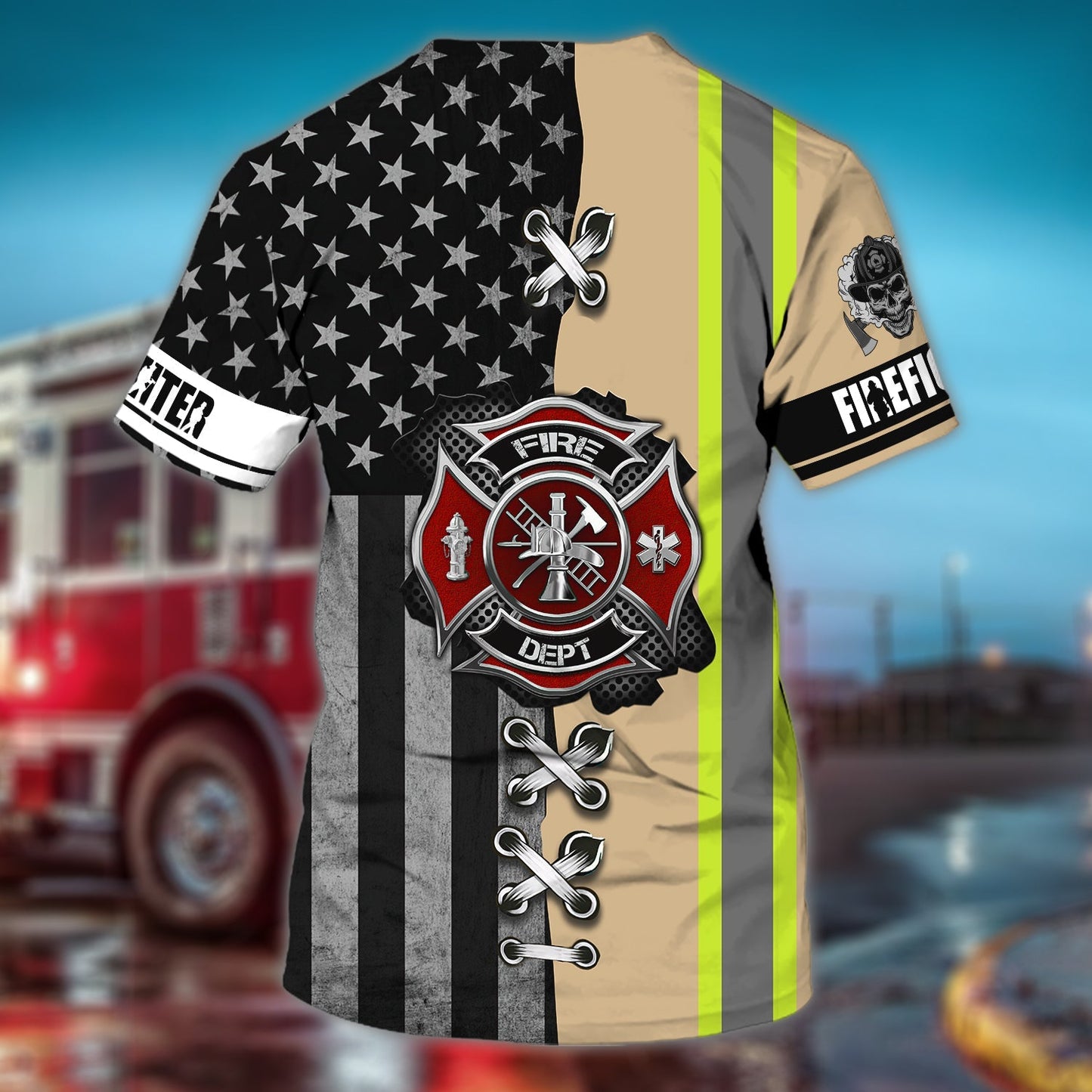 Custom With Name Firefighter Full Printed Shirt Usa Flag Background, Be Proud Fire Man 3D Tee Shirt TO0634