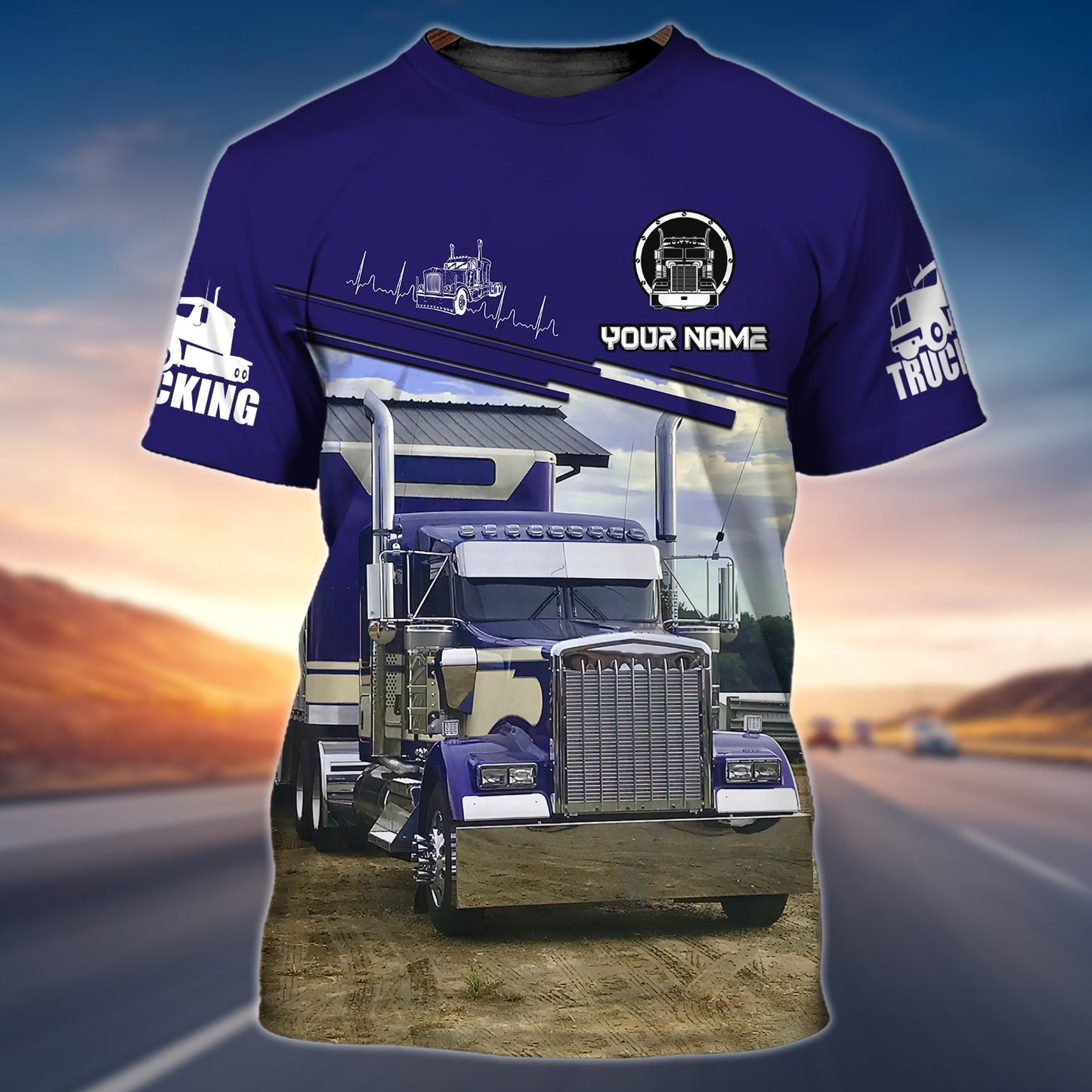 Customized 3D All over Print Truck On Shirt Blue Trucker Man T Shirt Trucker Uniform Lasfour TO1690