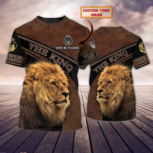 Custom 3D Lion King T Shirt, The King Lion Tshirt Leather Pattern TO2634