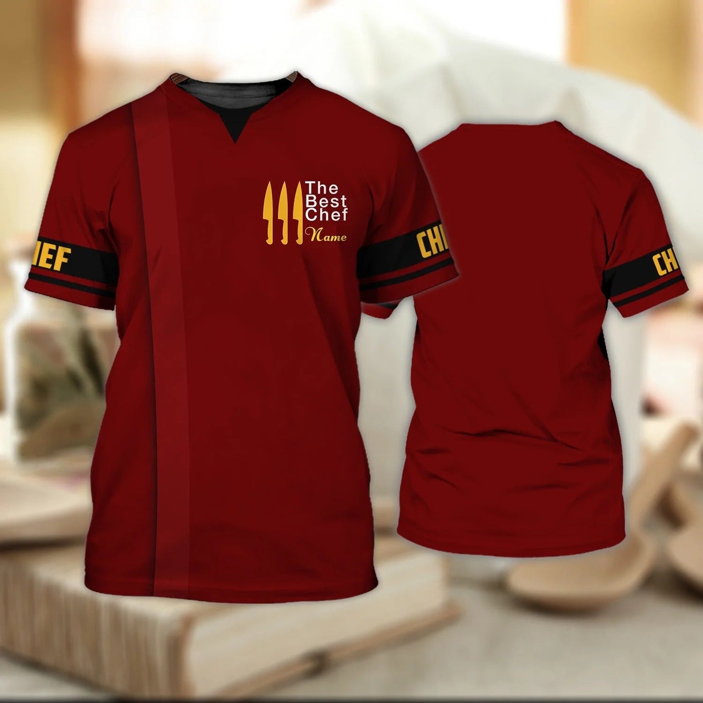 Custom Name 3D Full Printed Red Shirt For Chef, The Best Chef T Shirt, Chef Shirts TO0920