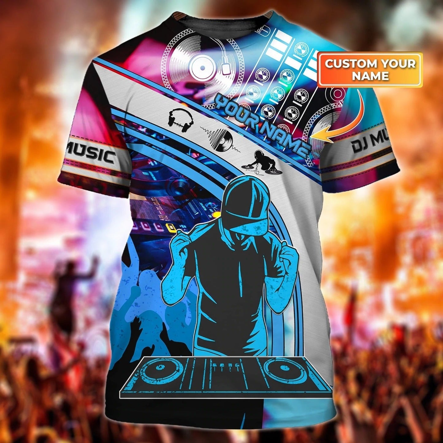 Customized With Name Colorful 3D T Shirt For Dj, Unisex 3D Deejay Tee Shirts, Musican Playing Dj Shirts TO0036